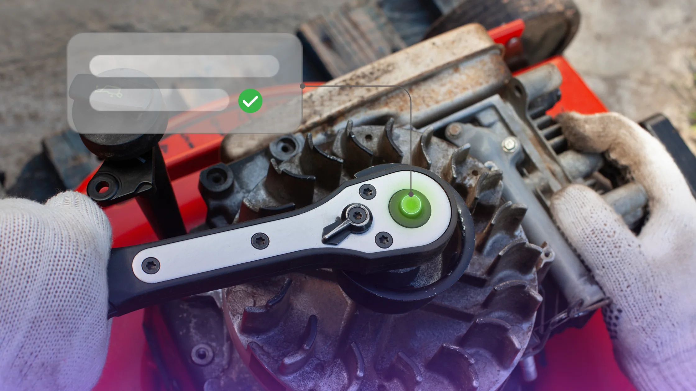 Technician using a connected torque tool