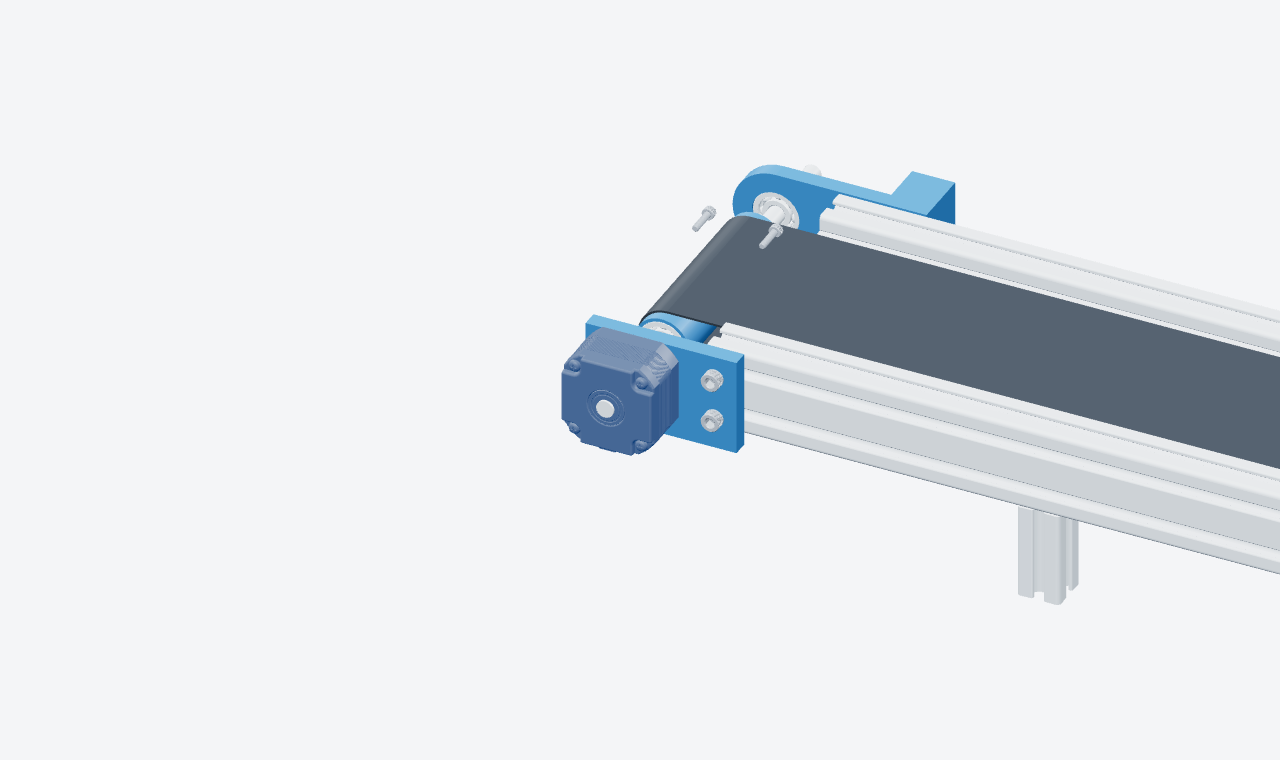 Visual conveyor work instruction showing a drive motor and its mounting bracket